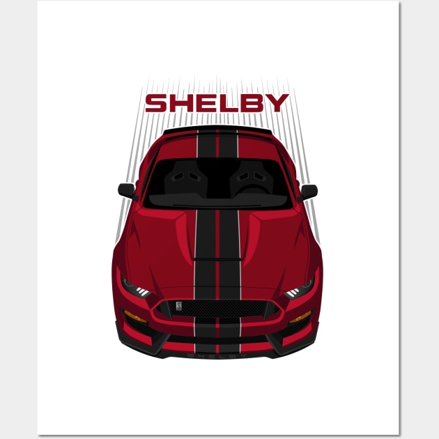 Ford Mustang Shelby GT350 2015 - 2020 - Rapid Red - Black Stripes Wall Art by V8social